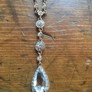 Signed Monet teardrop faux diamond necklace